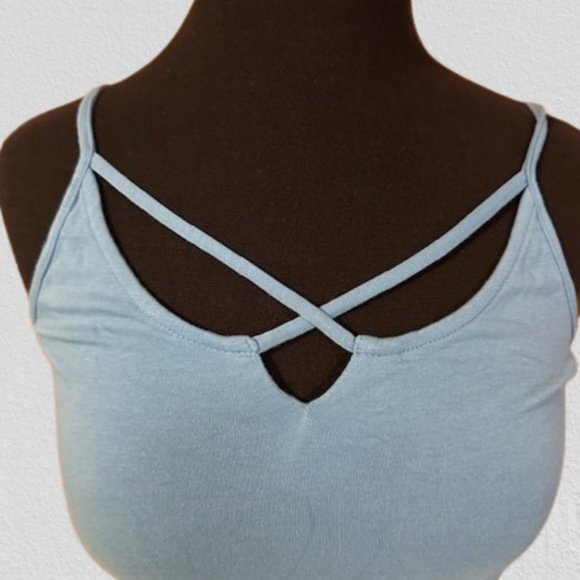 Blue V Cut Tank with Back Strap (2) - Picture 4 of 10